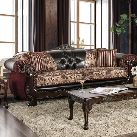 Quirino Burgundy/Dark Brown Sofa from Furniture of America - Luna Furniture