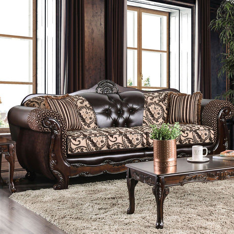 Quirino Light Brown/Dark Brown Sofa from Furniture of America - Luna Furniture