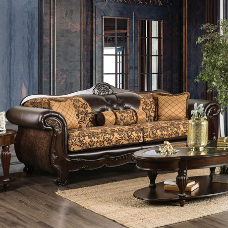 Quirino Tan/Dark Brown Sofa from Furniture of America - Luna Furniture