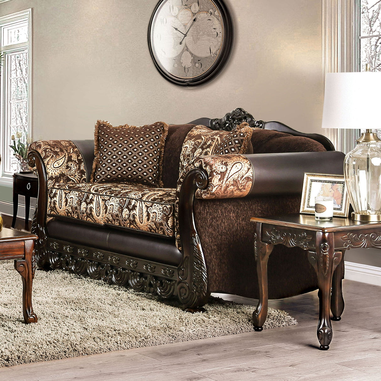 Newdale Brown/Gold Loveseat from Furniture of America - Luna Furniture