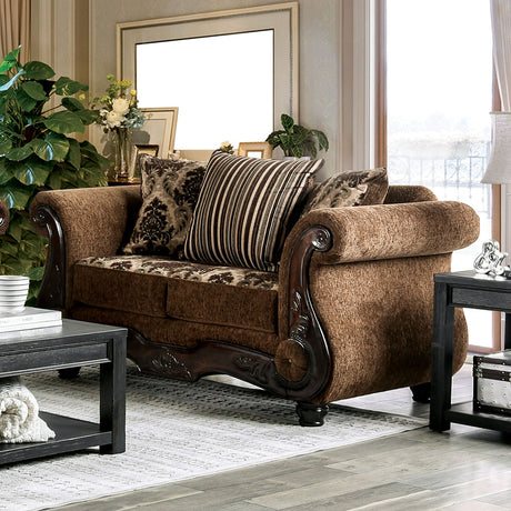 Tilde Brown/Dark Walnut Loveseat from Furniture of America - Luna Furniture