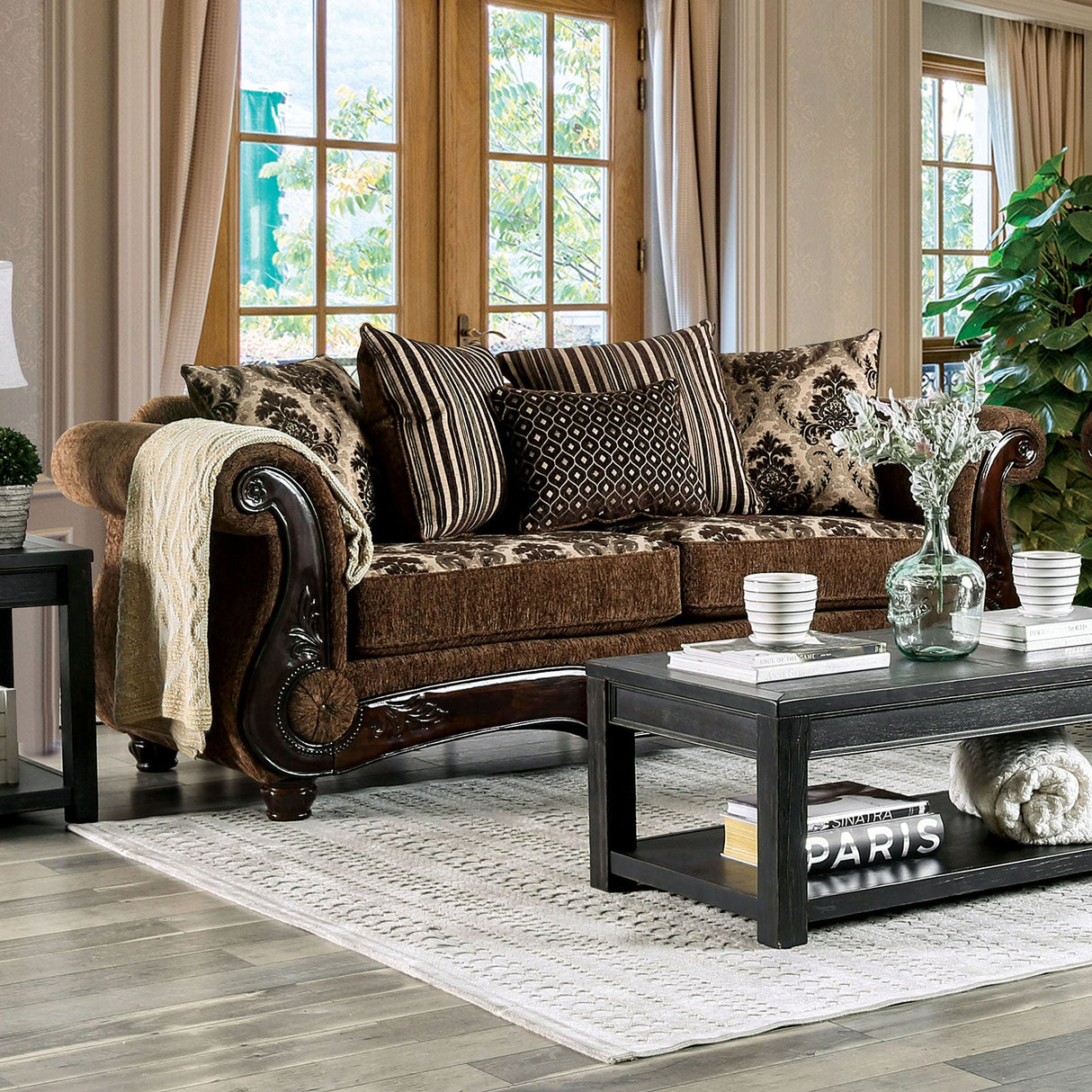 Tilde Brown/Dark Walnut Sofa from Furniture of America - Luna Furniture