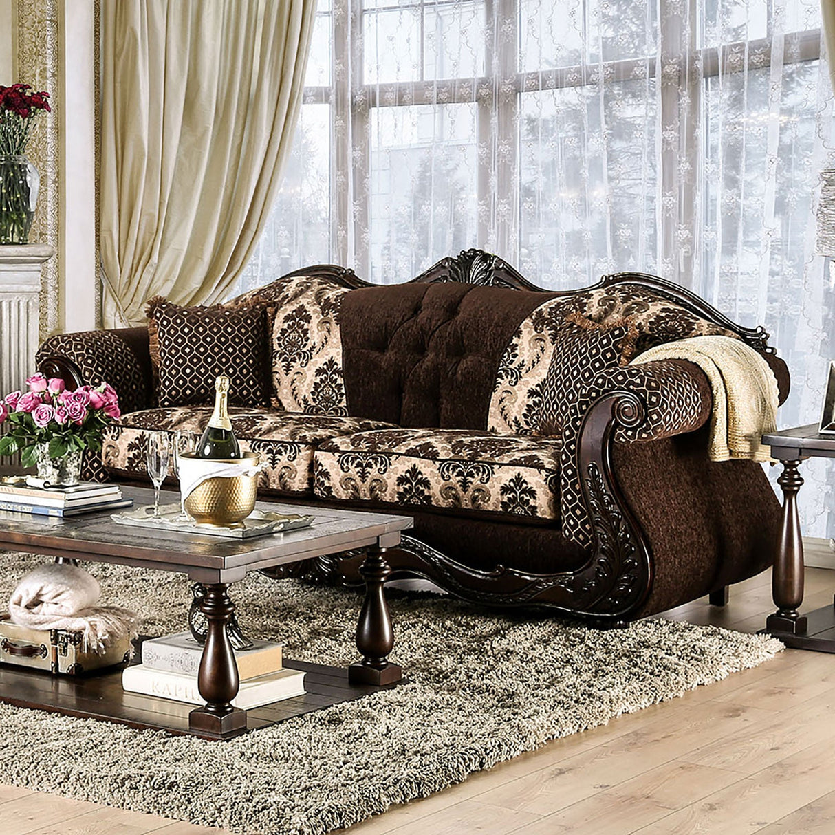 Ronja Dark Brown Sofa from Furniture of America - Luna Furniture