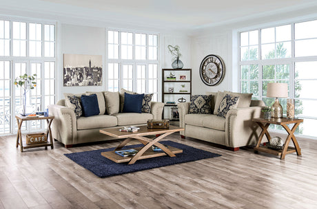 Belsize Beige/Navy Loveseat from Furniture of America - Luna Furniture