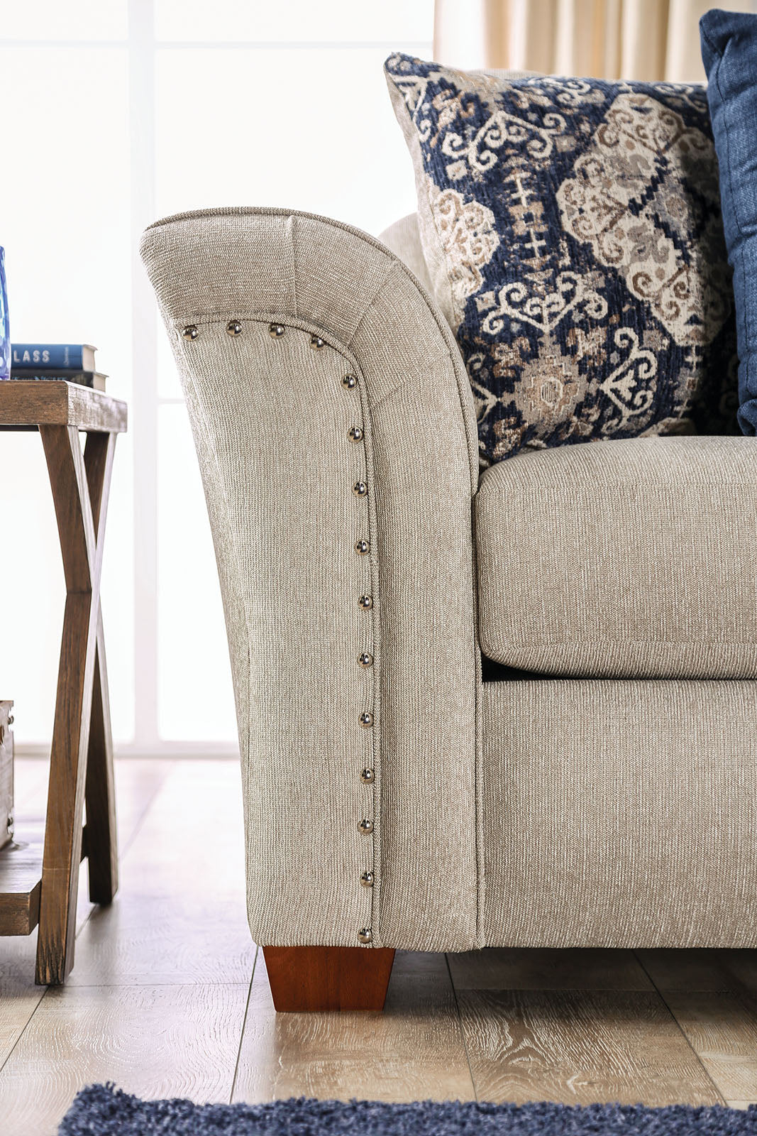 Belsize Beige/Navy Loveseat from Furniture of America - Luna Furniture