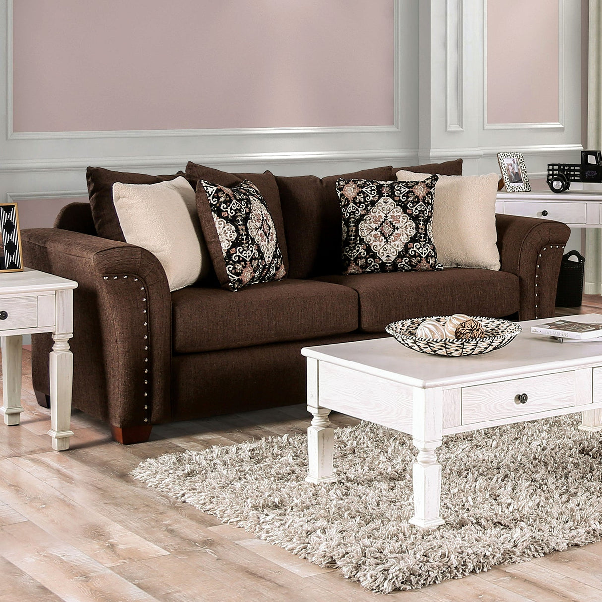 Belsize Chocolate/Tan Sofa from Furniture of America - Luna Furniture