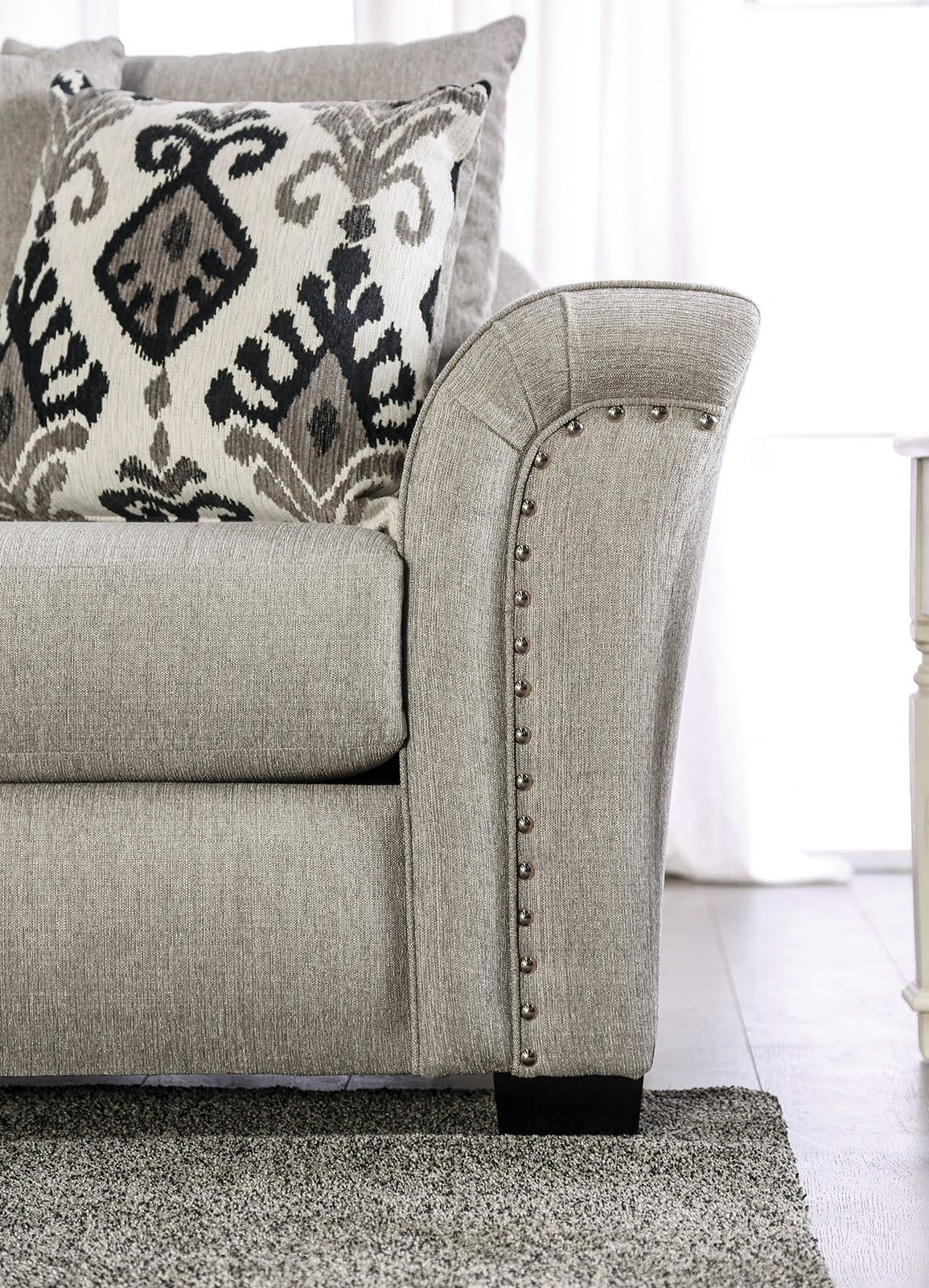 Belsize Light Taupe/Black Loveseat from Furniture of America - Luna Furniture