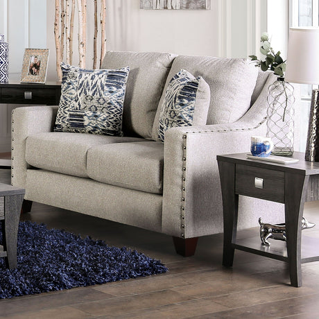 Stickney Light Gray/Navy Loveseat from Furniture of America - Luna Furniture