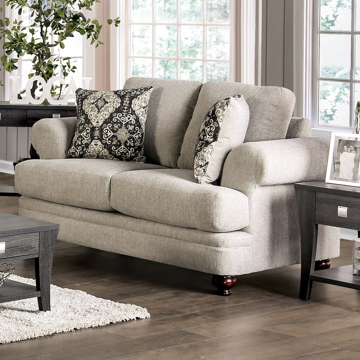 Miramar Beige/Charcoal Loveseat from Furniture of America - Luna Furniture