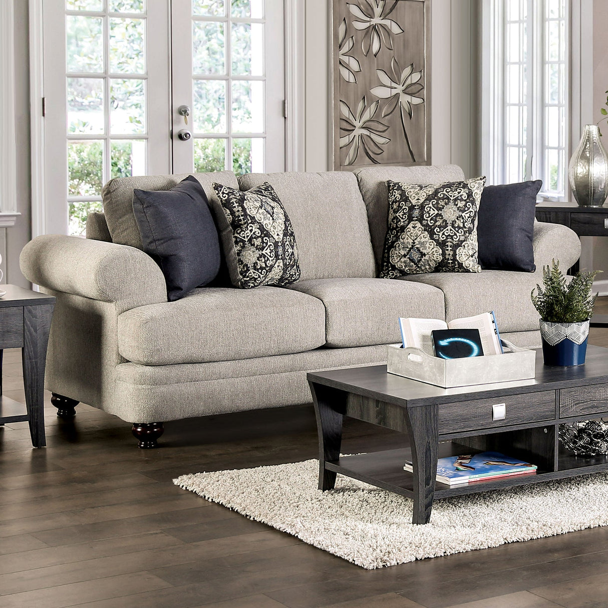 Miramar Beige/Charcoal Sofa from Furniture of America - Luna Furniture