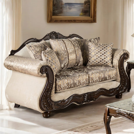 Andalusia Light Brown/Dark Cherry Loveseat from Furniture of America - Luna Furniture