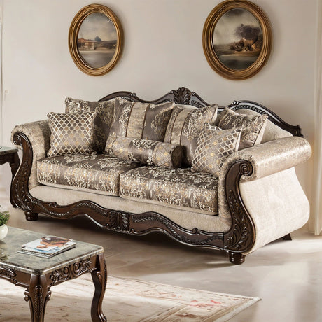 Andalusia Light Brown/Dark Cherry Sofa from Furniture of America - Luna Furniture