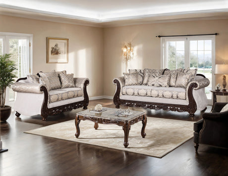 Catalonia Beige/Dark Cherry Loveseat from Furniture of America - Luna Furniture