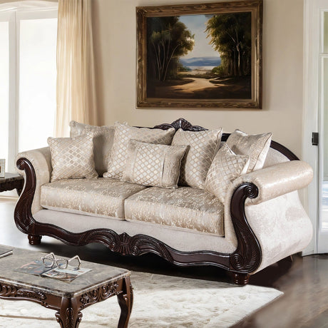 Huelva Beige/Dark Cherry Sofa from Furniture of America - Luna Furniture