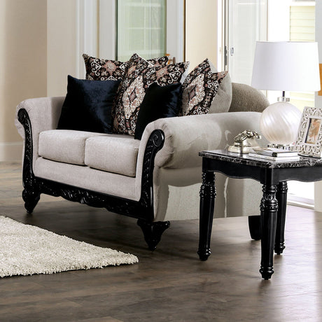 Molfetta Light Brown/Black Loveseat from Furniture of America - Luna Furniture