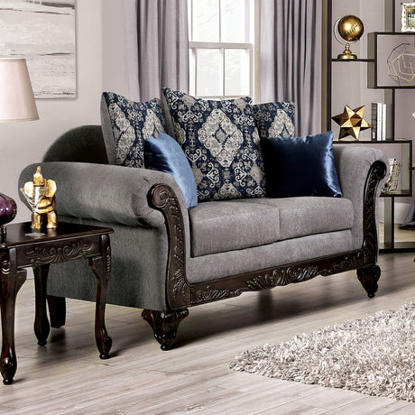 Gustavo Gray/Walnut Loveseat from Furniture of America - Luna Furniture