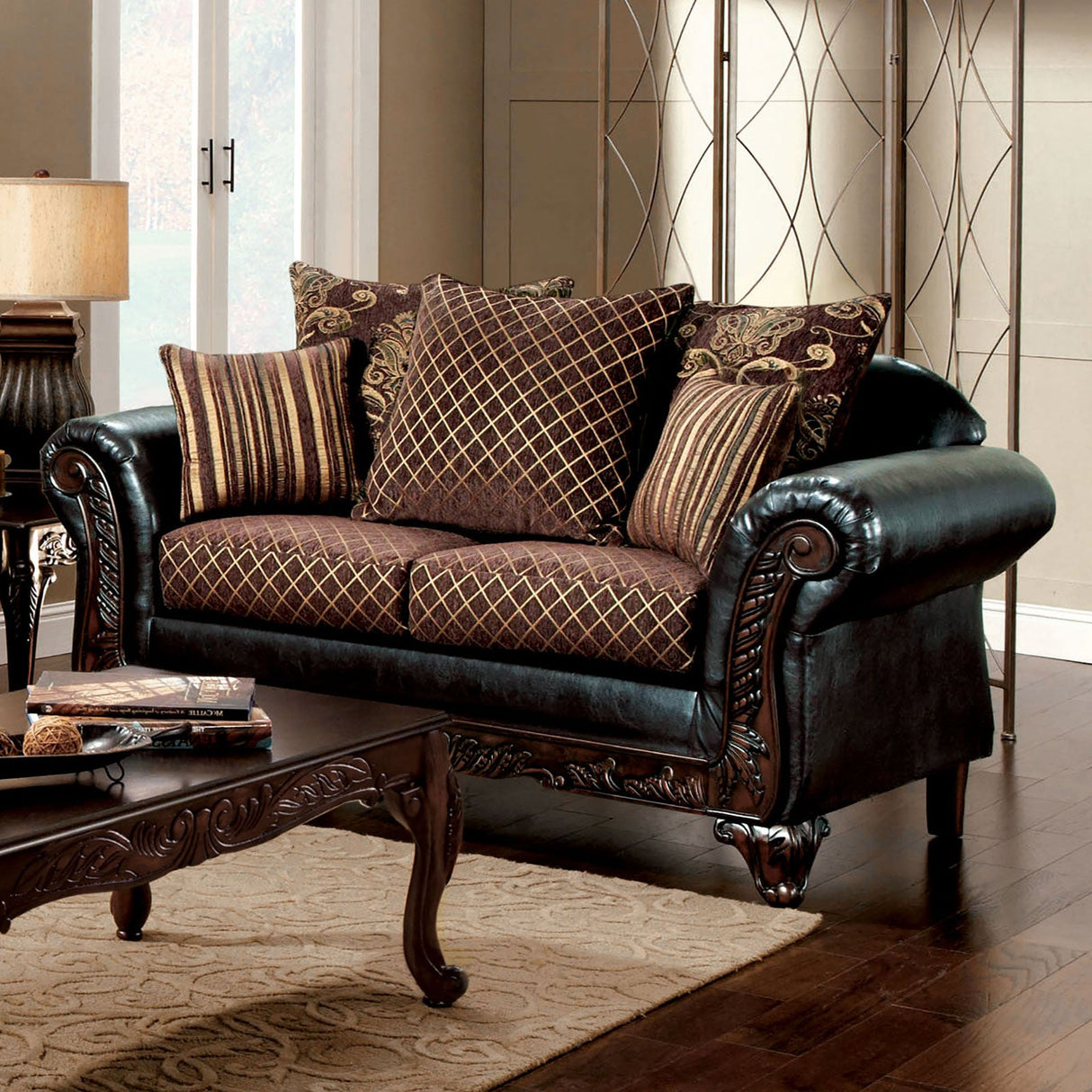 San Roque Brown/Espresso/Dark Cherry Loveseat from Furniture of America - Luna Furniture