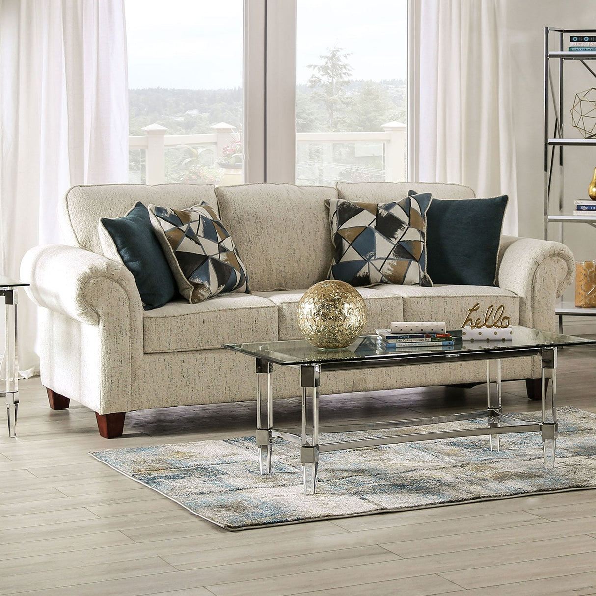 Delgada Beige Sofa from Furniture of America - Luna Furniture