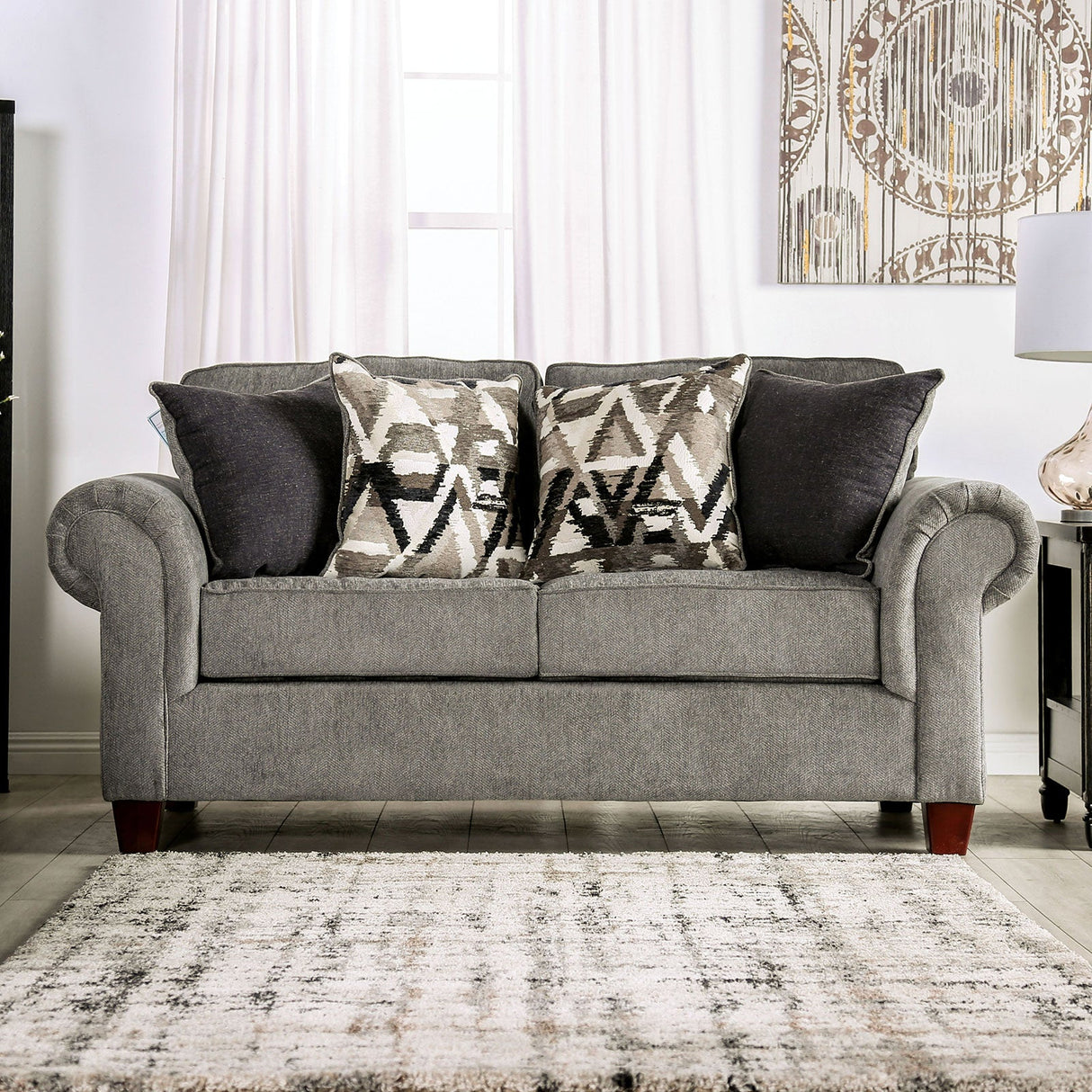 Delgada Graphite Loveseat from Furniture of America - Luna Furniture