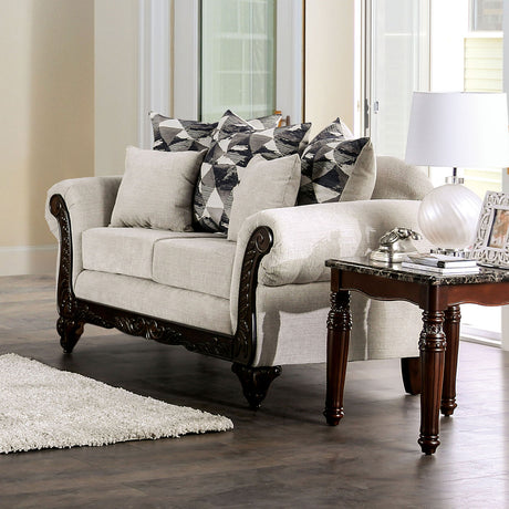 Cassani Light Gray/Walnut Loveseat from Furniture of America - Luna Furniture