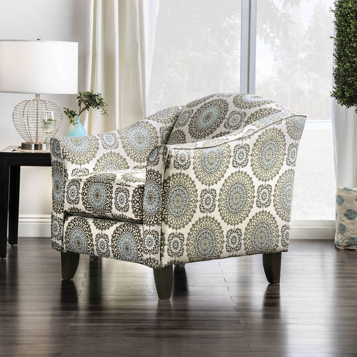 Misty Ivory/Pattern Floral Chair from Furniture of America - Luna Furniture