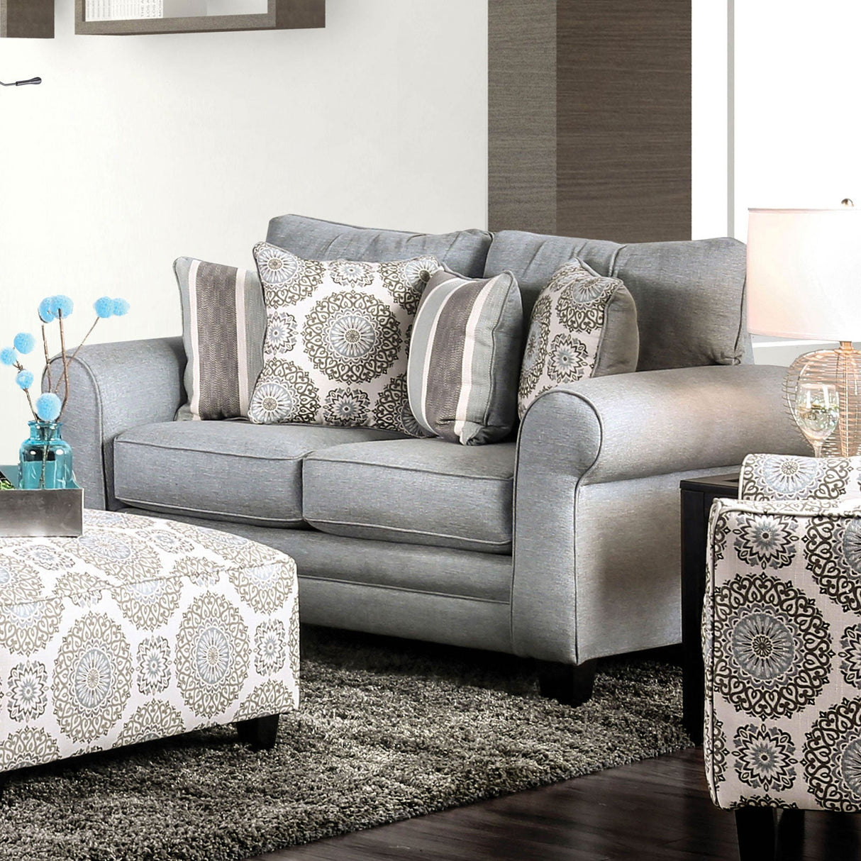 Misty Blue Gray Loveseat from Furniture of America - Luna Furniture