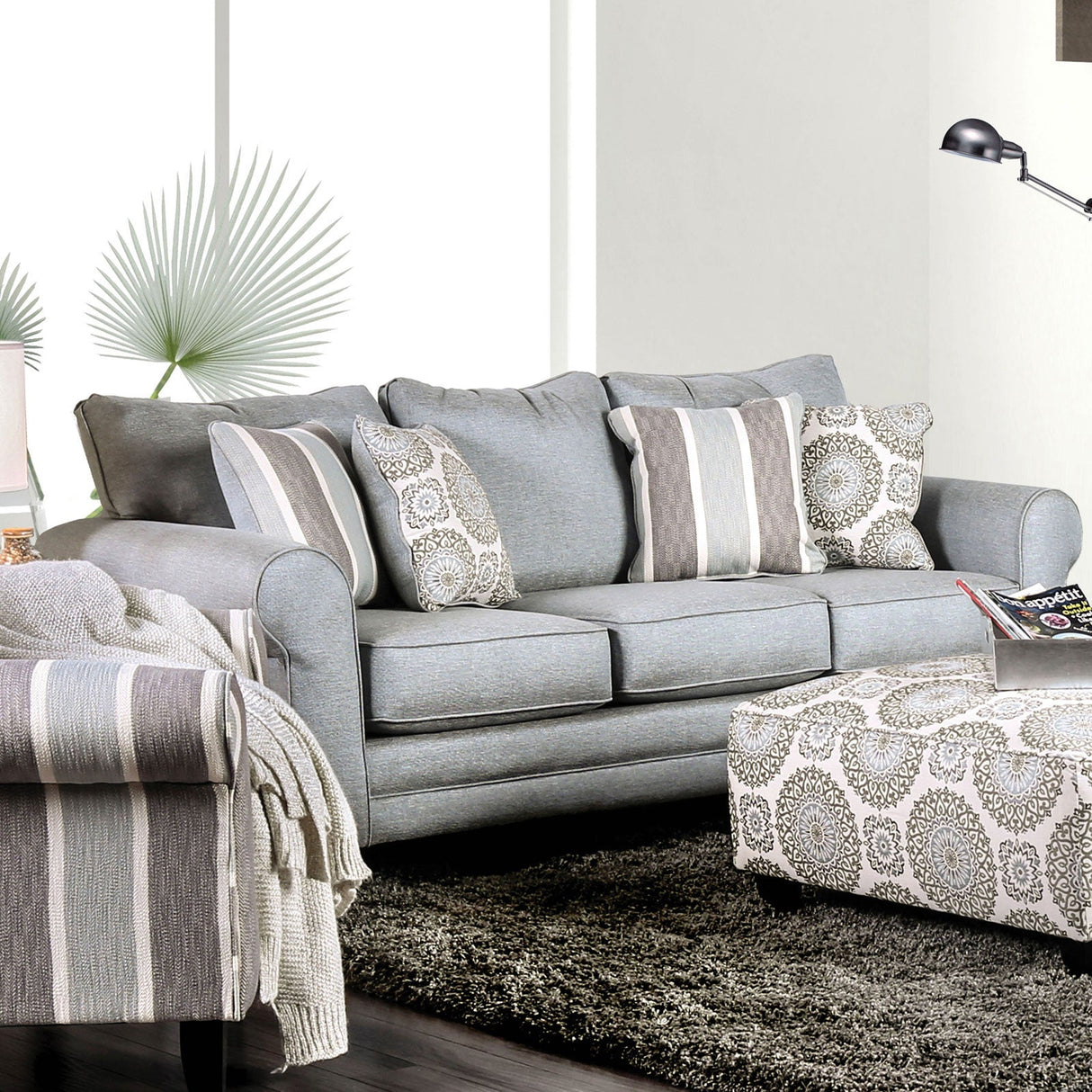 Misty Blue Gray Sofa from Furniture of America - Luna Furniture