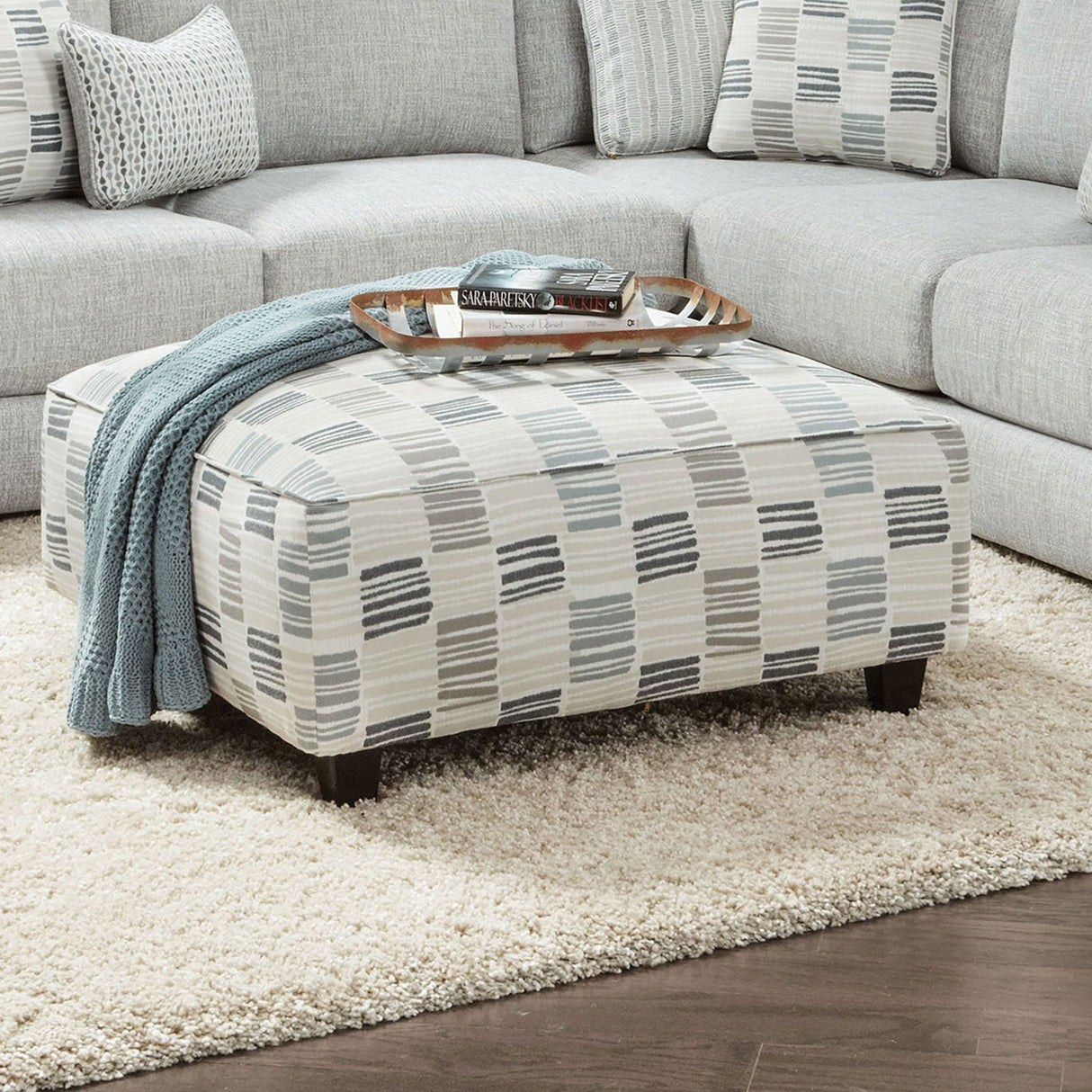 Pelham Stripe Multi Ottoman from Furniture of America - Luna Furniture