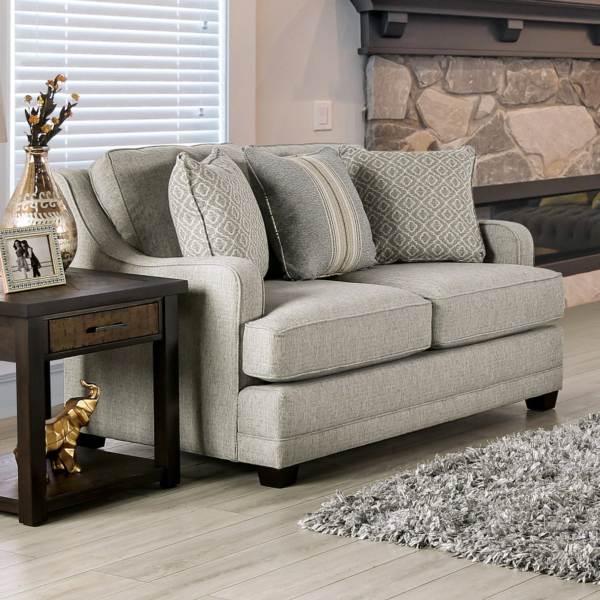 Stephney Gold/Gray Loveseat from Furniture of America - Luna Furniture