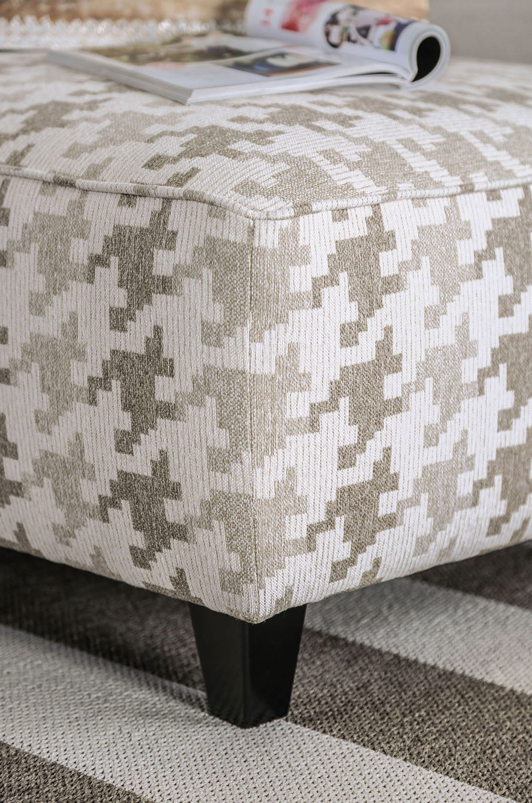 Christine Light Gray/Pattern Ottoman from Furniture of America - Luna Furniture