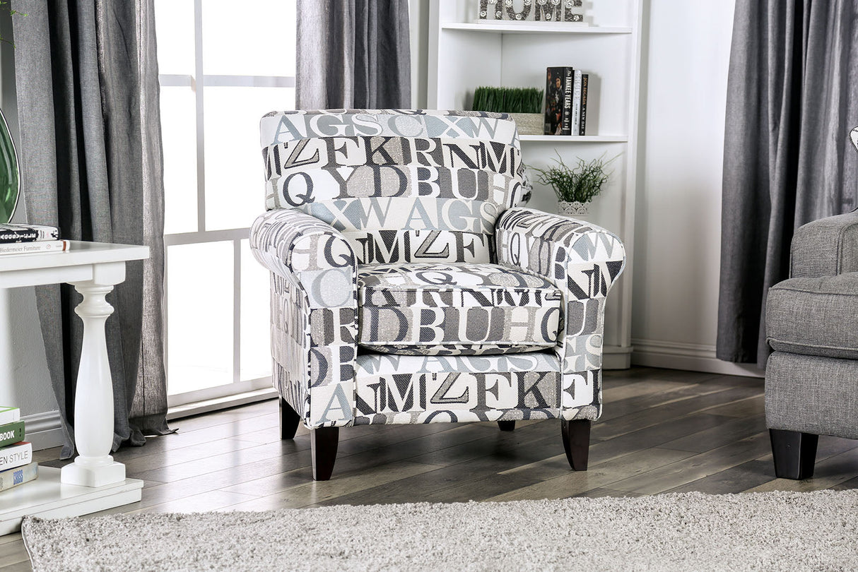 Verne Pattern Letter Chair from Furniture of America - Luna Furniture