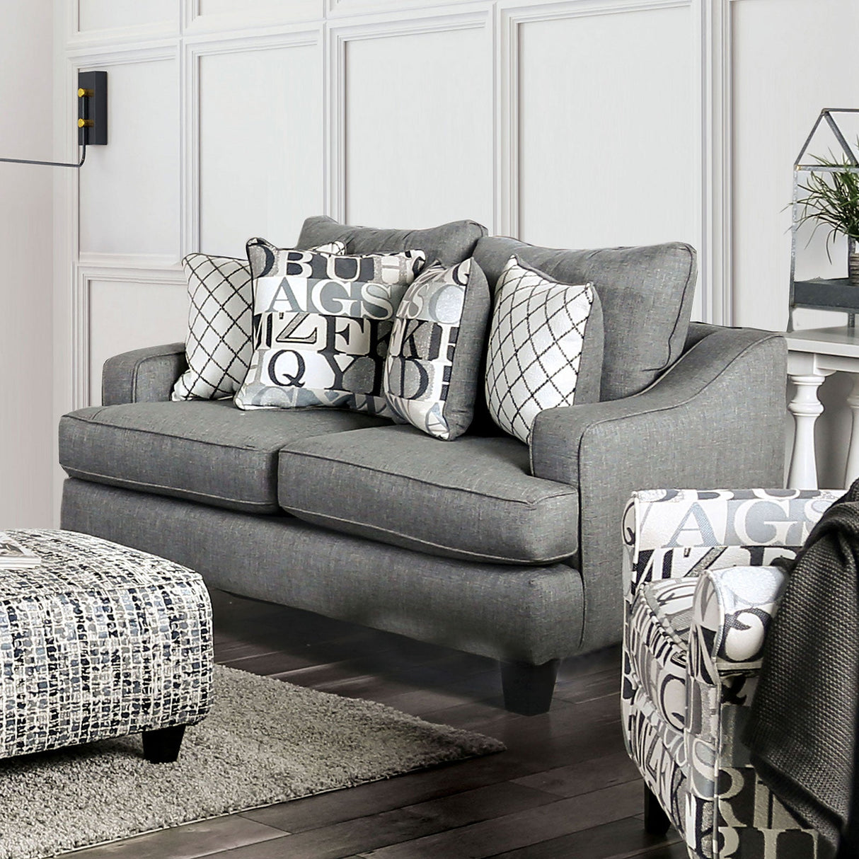 Verne Bluish Gray Loveseat from Furniture of America - Luna Furniture