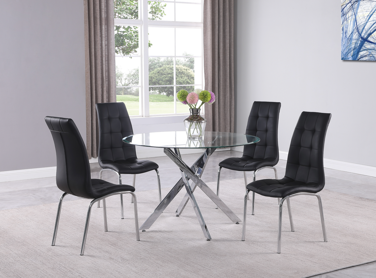 Jetta Chrome Round Dining Table -  Crown Mark - Luna Furniture