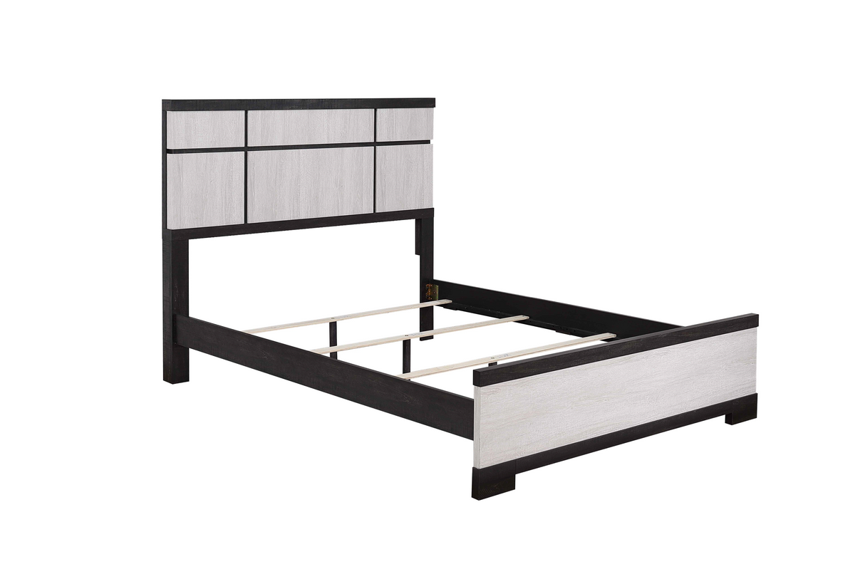 Remington Black/White Queen Panel Bed -  Crown Mark - Luna Furniture