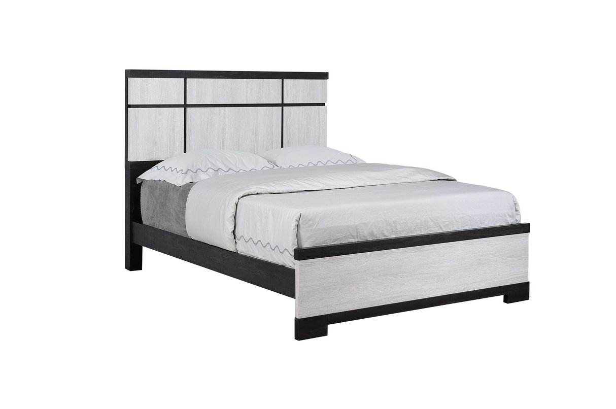 Remington Black/White Queen Panel Bed -  Crown Mark - Luna Furniture