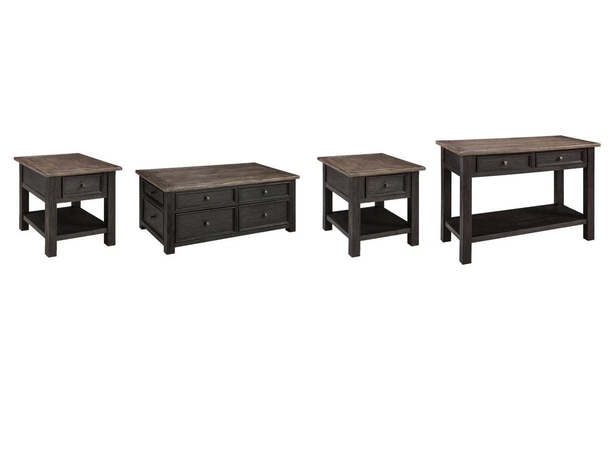 Tyler Creek Grayish Brown/Black Coffee Table and 2 End Tables with Console -  Ashley - Luna Furniture