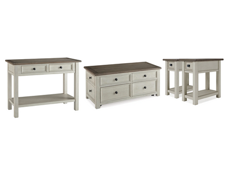 Bolanburg Two-tone Coffee Table and 2 Chairside End Tables with Console from Ashley - Luna Furniture