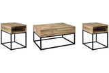 Gerdanet Natural Coffee Table and 2 End Tables -  Ashley - Luna Furniture