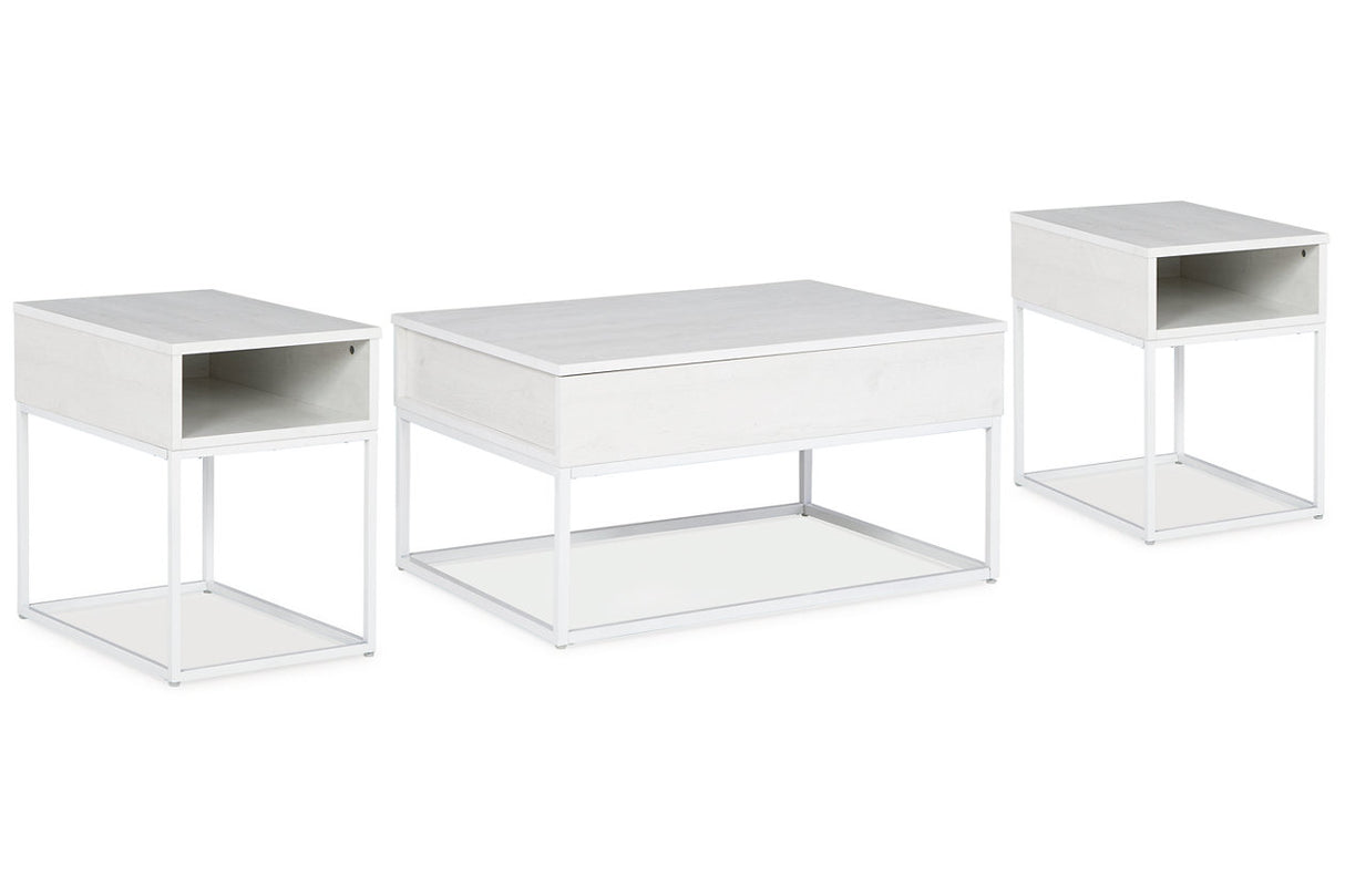 Deznee White Lift-top Coffee Table and 2 End Tables from Ashley - Luna Furniture