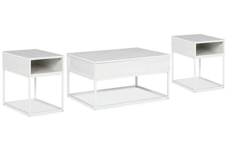 Deznee White Lift-top Coffee Table and 2 End Tables -  Ashley - Luna Furniture