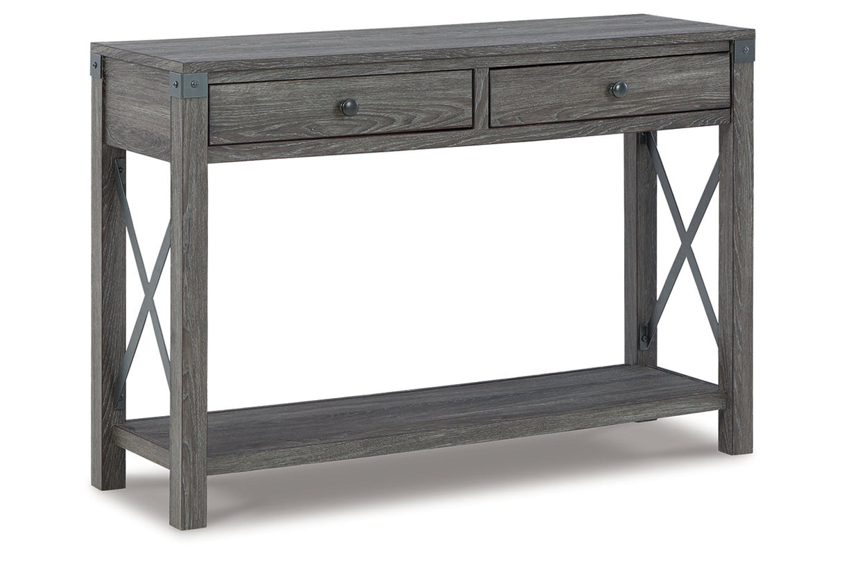 Freedan Grayish Brown Lift-top Coffee Table, 2 End Tables and Console -  Ashley - Luna Furniture