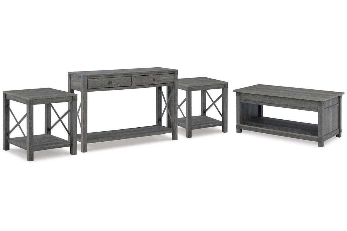 Freedan Grayish Brown Lift-top Coffee Table, 2 End Tables and Console -  Ashley - Luna Furniture