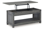 Freedan Grayish Brown Lift-top Coffee Table, 2 End Tables and Console -  Ashley - Luna Furniture