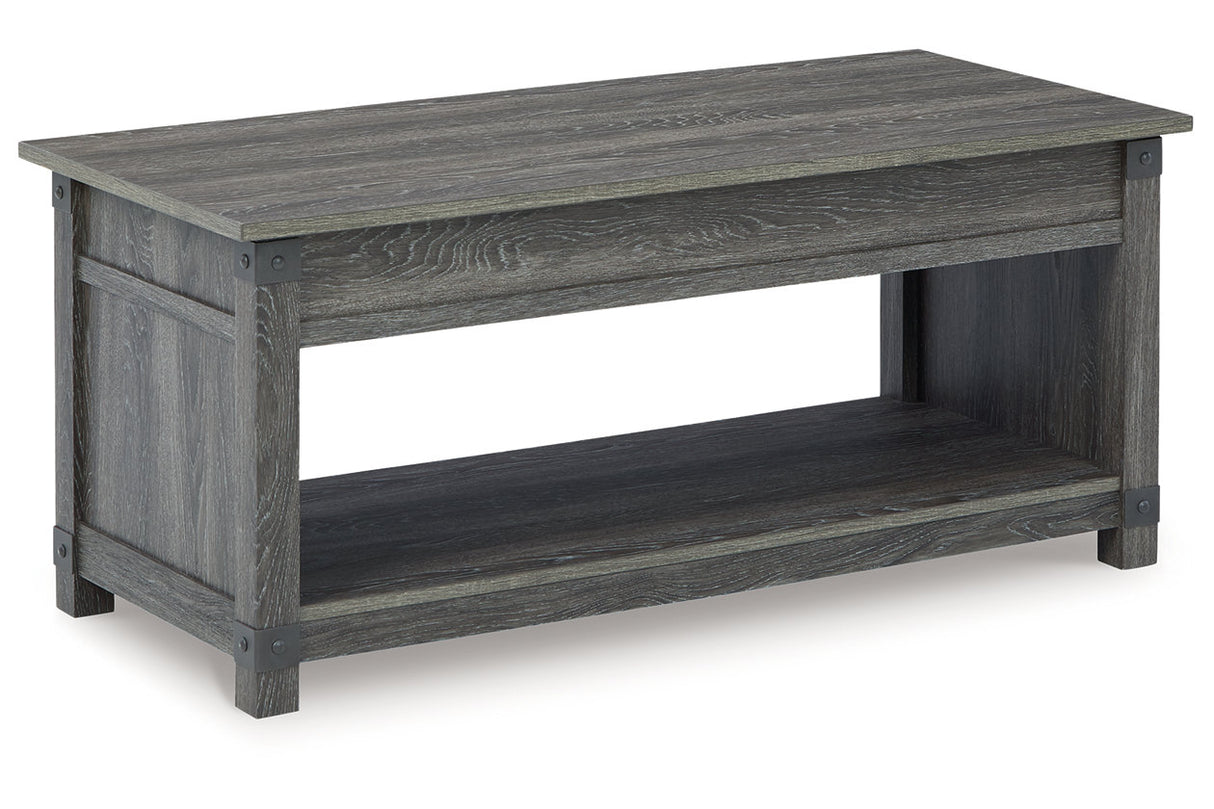 Freedan Grayish Brown Lift-top Coffee Table, 2 End Tables and Console -  Ashley - Luna Furniture