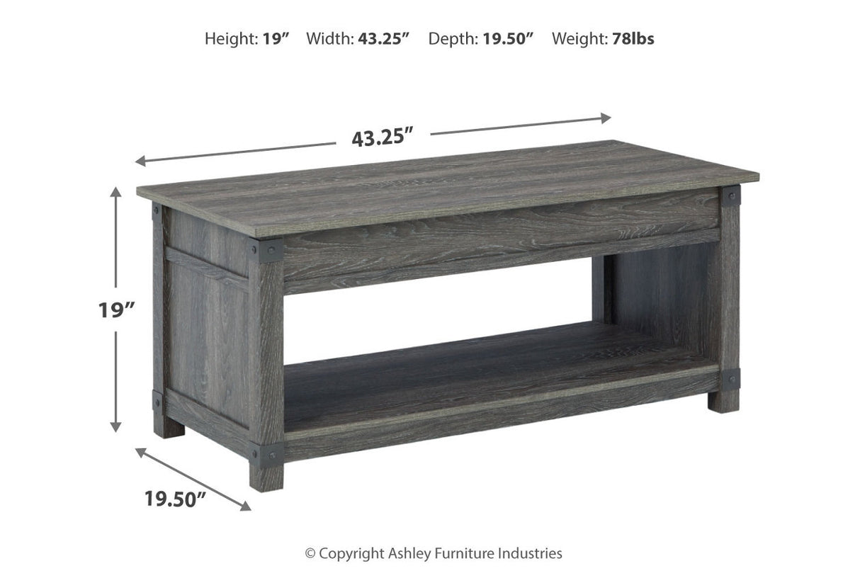 Freedan Grayish Brown Lift-top Coffee Table, 2 End Tables and Console -  Ashley - Luna Furniture