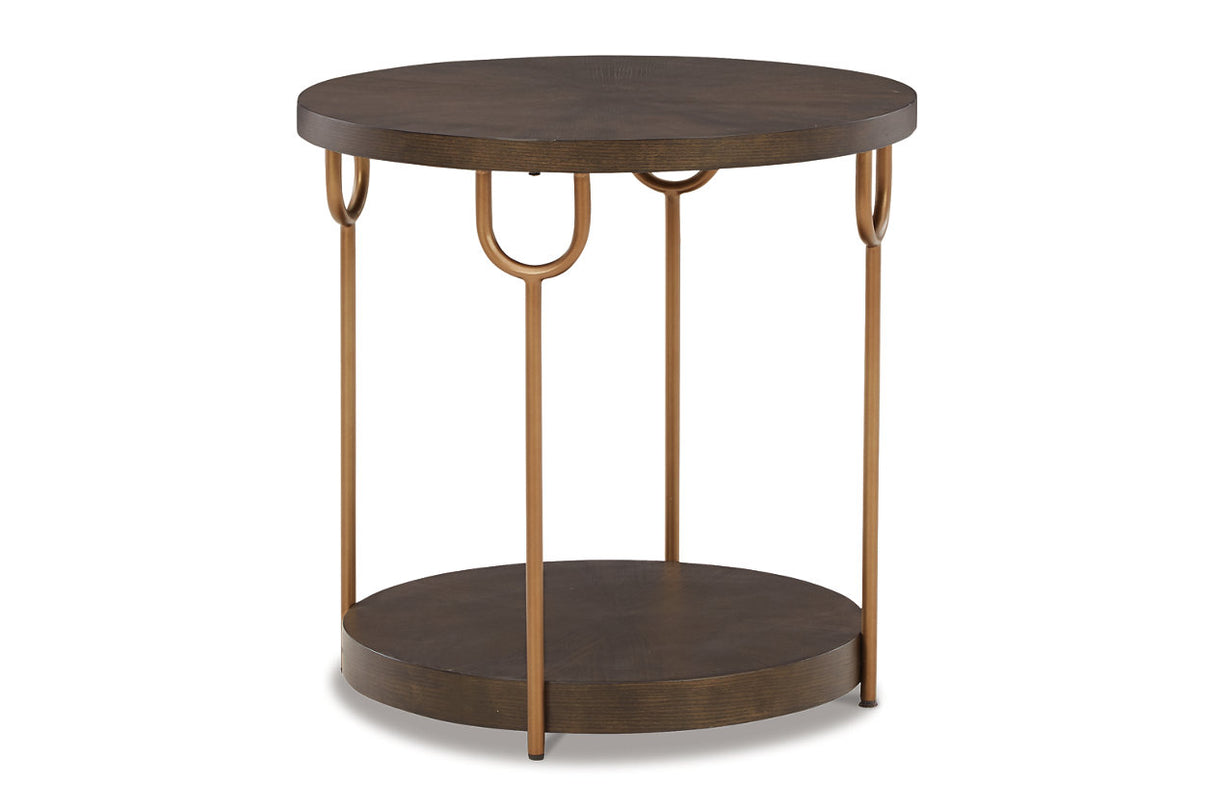 Brazburn Dark Brown/Gold Finish Coffee Table and 2 End Tables from Ashley - Luna Furniture