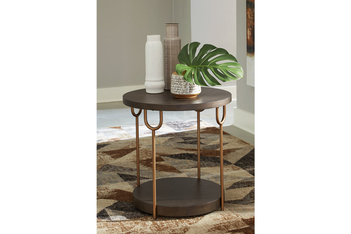 Brazburn Dark Brown/Gold Finish Coffee Table and 2 End Tables from Ashley - Luna Furniture