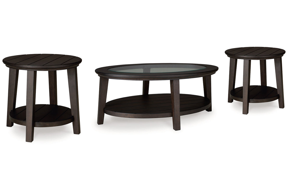 Celamar Dark Brown Coffee Table and 2 End Tables from Ashley - Luna Furniture