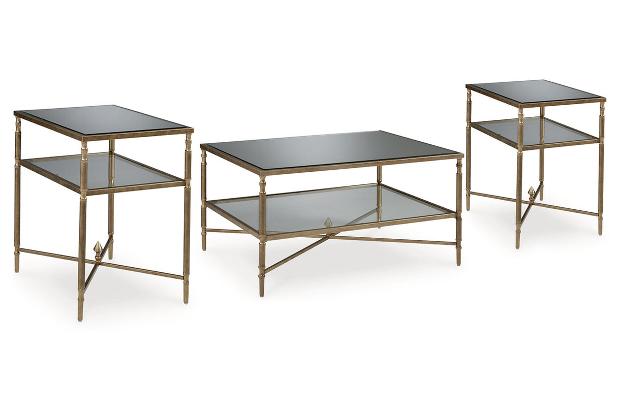 Cloverty Aged Gold Finish Coffee Table and 2 End Tables from Ashley - Luna Furniture