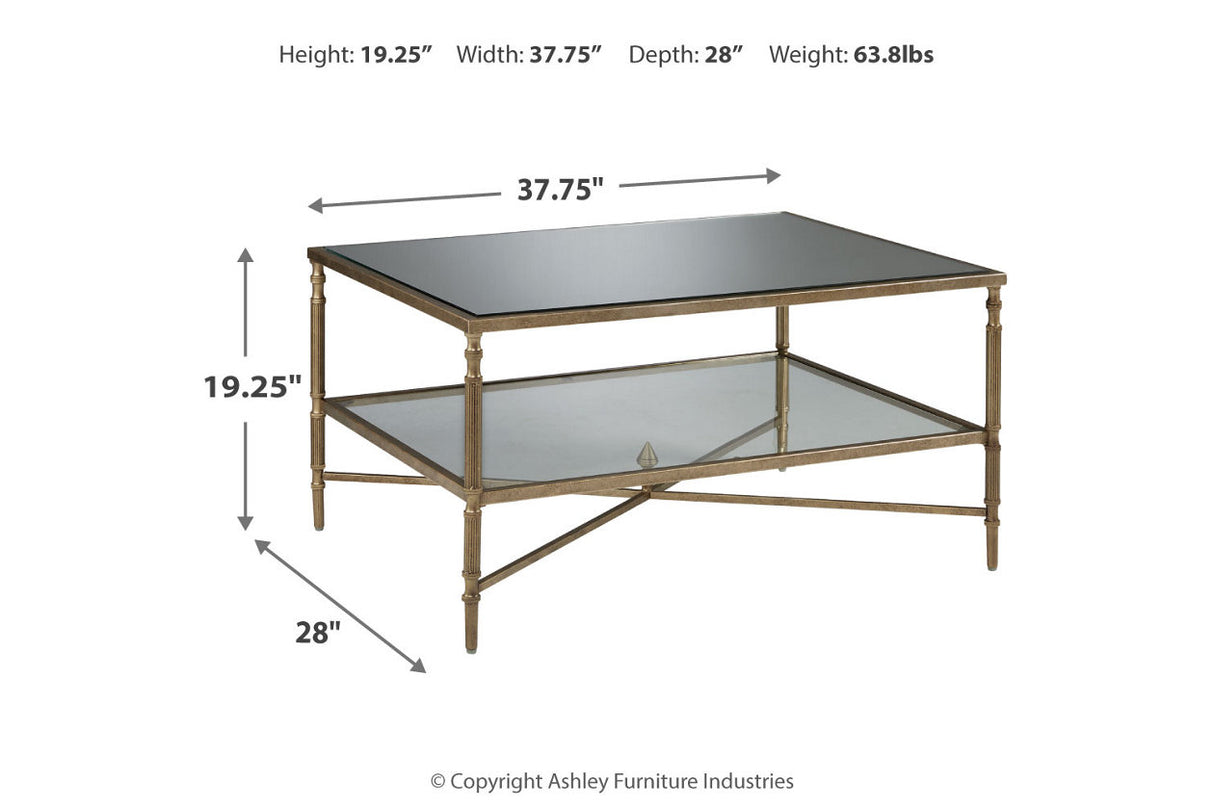 Cloverty Aged Gold Finish Coffee Table and 2 End Tables from Ashley - Luna Furniture